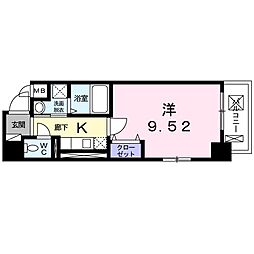 プルメリアy 1Kの間取図画像