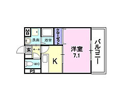 エスタシオン桂川 1Kの間取図画像