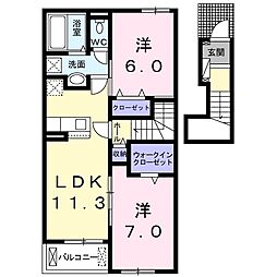 サンミシェルIII 2LDKの間取図画像
