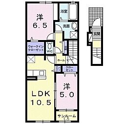 エバーグリーン大野 2LDKの間取図画像