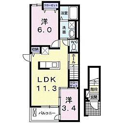 グランド・ルー1 2LDKの間取図画像
