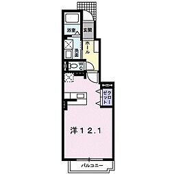 エトワールシャンB ワンルームの間取図画像