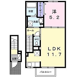 シエロ・ガーデン今治A 1LDKの間取図画像