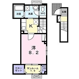 シャルマン・カメリアB 1Kの間取図画像