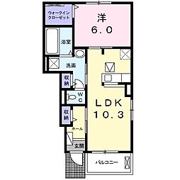 アフロディーテヴァンテアン 1LDKの間取図画像