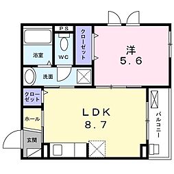 クレイン 1LDKの間取図画像