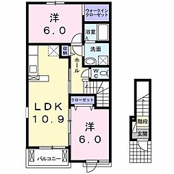 ボヌール上浦A 2LDKの間取図画像