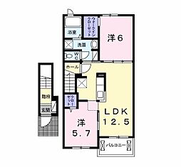 サニーサイド 2LDKの間取図画像