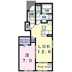 エイトフラット八平1 1LDKの間取図画像