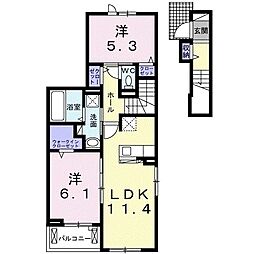 カレントグレイスフル2 2LDKの間取図画像