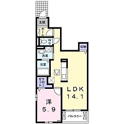 プランドールC 1LDKの間取図画像
