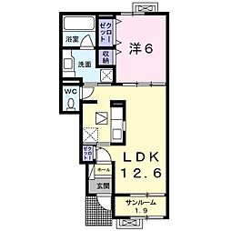 雪 1LDKの間取図画像