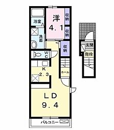 グリーン・ヒルA 1LDKの間取図画像
