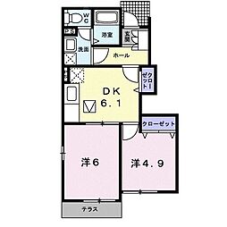 カーサ・フィオーレ3 2DKの間取図画像