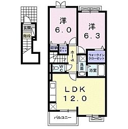 フラワーB 2LDKの間取図画像