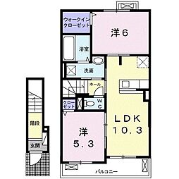 エアリーサンリットA 2LDKの間取図画像