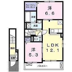 カーサ・アウルム2 2LDKの間取図画像