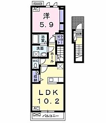 茜ハイツ 1LDKの間取図画像