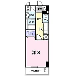 クレセントきらら2 1Kの間取図画像