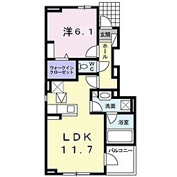 ベルフルール・ウエスト 1LDKの間取図画像