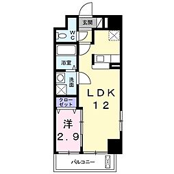 アイランド中津口 1LDKの間取図画像