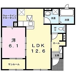ラネージュ 1LDKの間取図画像