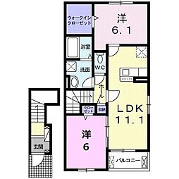 エステメゾン2 2LDKの間取図画像