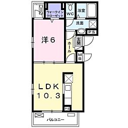 ヒルサイドハウス 1LDKの間取図画像