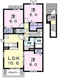 プランドールA 3LDKの間取図画像