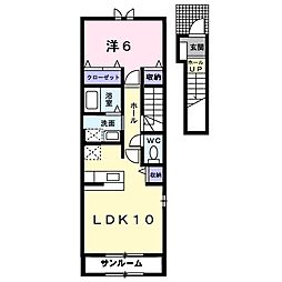 ヴィラサンA棟 1LDKの間取図画像