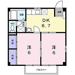 ベルシティ・スプリング 2DKの間取図画像