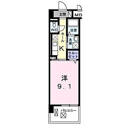 エテルノ泉佐野 1Kの間取図画像