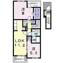 グリシーヌ・ボアA 2LDKの間取図画像