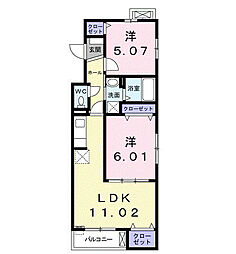Kメゾン2 2LDKの間取図画像