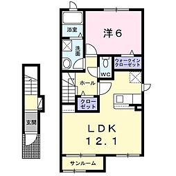 ソレイユ・エ・ペシエ 1LDKの間取図画像