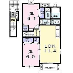 サンラティエ1 2LDKの間取図画像