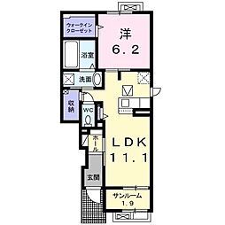 フープ3 1LDKの間取図画像