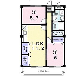 レジデンスN'S 2LDKの間取図画像