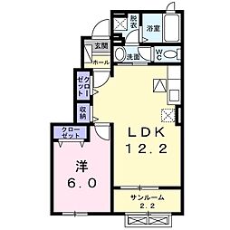 ルミエールA 1LDKの間取図画像