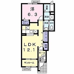 ディアコート 1LDKの間取図画像