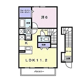 ソルフィーF 1LDKの間取図画像