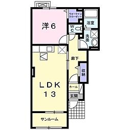 カーサプラシードT1 1LDKの間取図画像