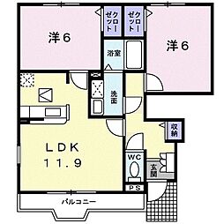 ジェネロシティー1 2LDKの間取図画像