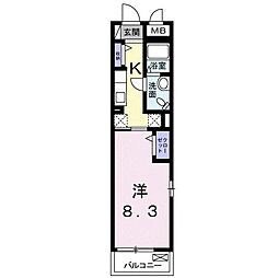 ボンモマン 1Kの間取図画像