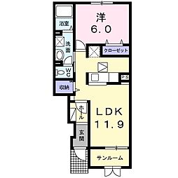 メビウス 1LDKの間取図画像