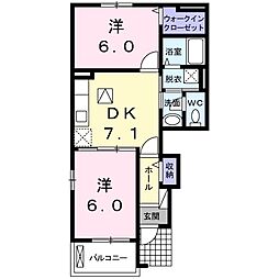 ヌーベルアンジュ3 2DKの間取図画像