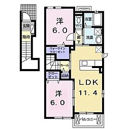 カーサ・エスペランサ 2LDKの間取図画像