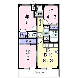 フォンターナ久米田 3DKの間取図画像