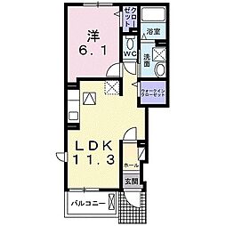 ノーブルヴィラ宇治神明 1LDKの間取図画像