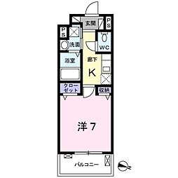 ディラヴェール光が丘 2階1Kの間取り
